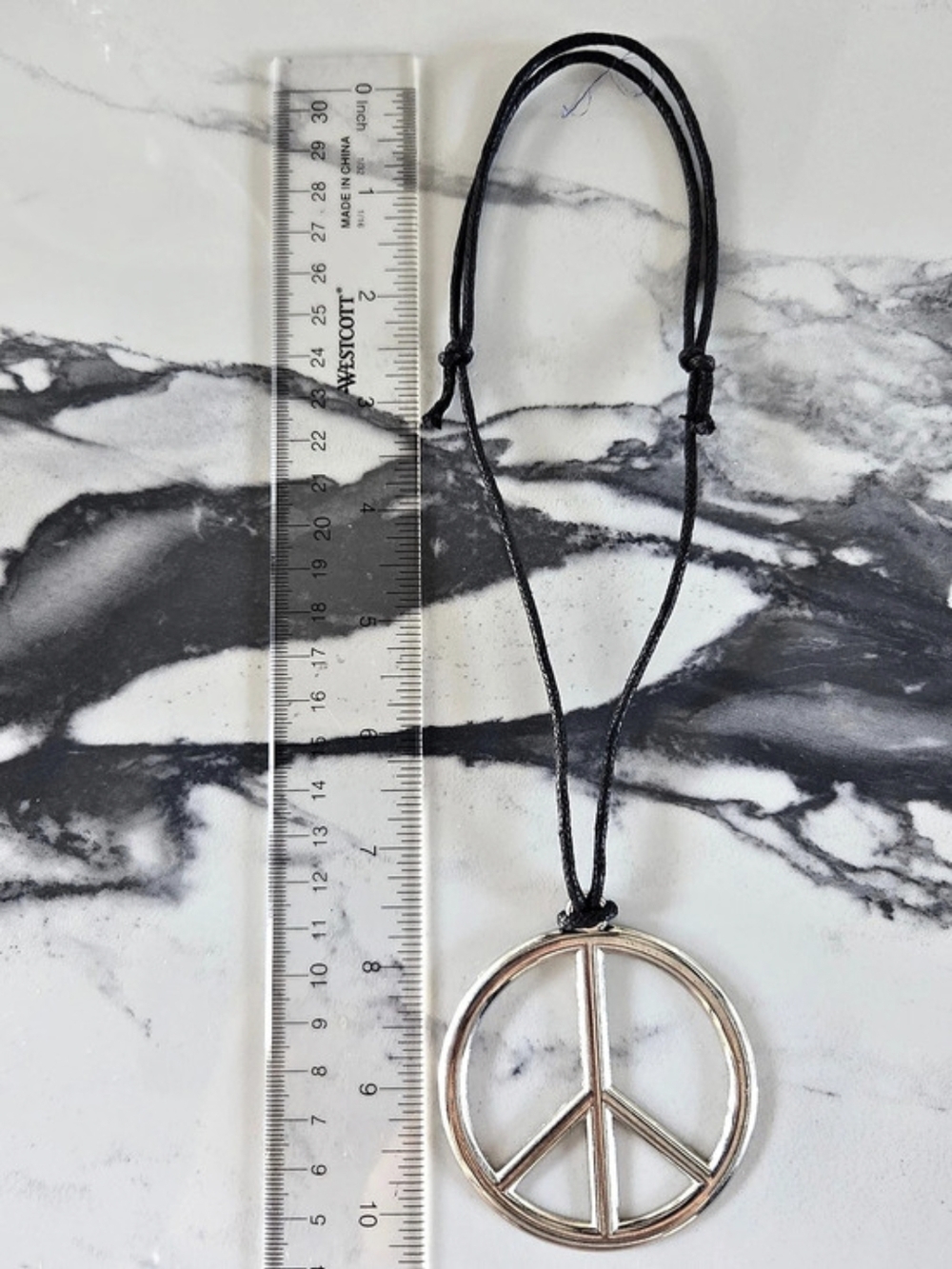 Peace Sign Pendant Necklace in Black & Gold - Picture 3 of 3